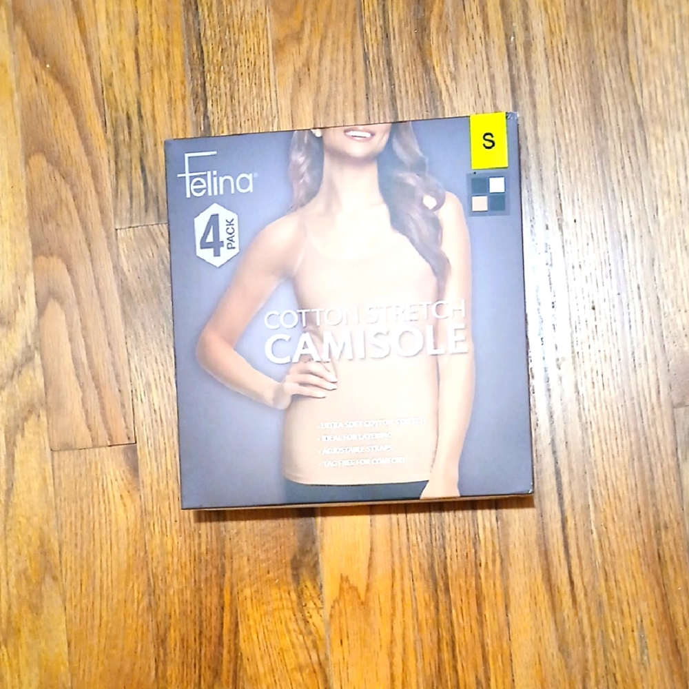 Felina Cotton Stretch Camisole - 4 Pack - Tan Nwt Size Small